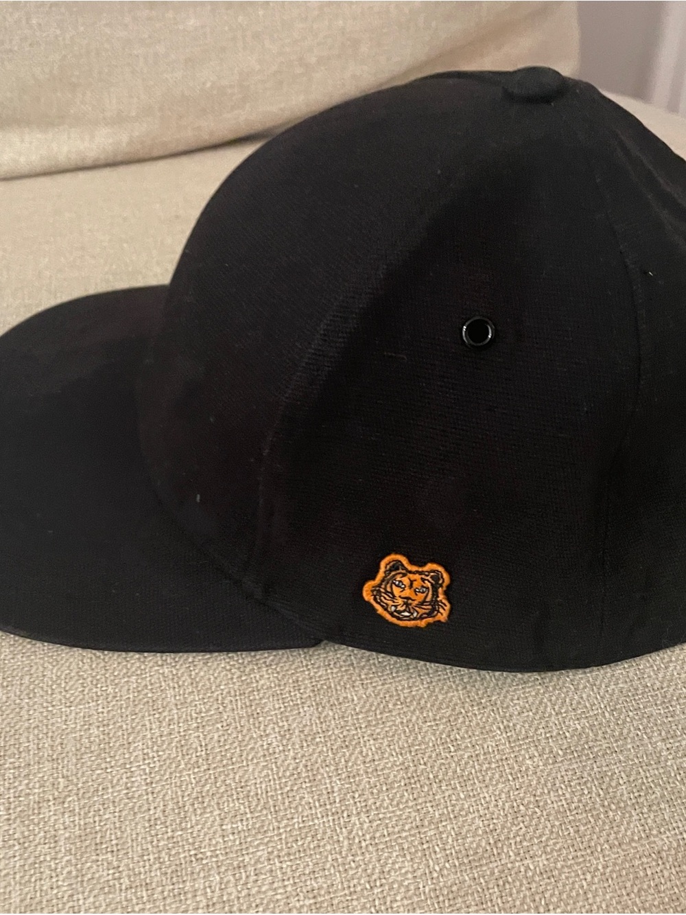 Kenzo Black Baseball Cap with Orange Tiger